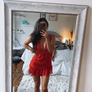 Red and nude under lining dress❤️